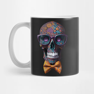 Funny Sugar Candy Skull With Bowtie and Glasses Mug